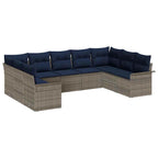 Gartensofa-set mit Speicher 9 pcs Hellgrau Poly-Rattan