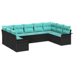 Gartensofa-set mit Speicher 9 pcs Schwarz Poly-Rattan