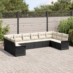 Gartensofa-set mit Speicher 10 pcs Schwarz Poly-Rattan