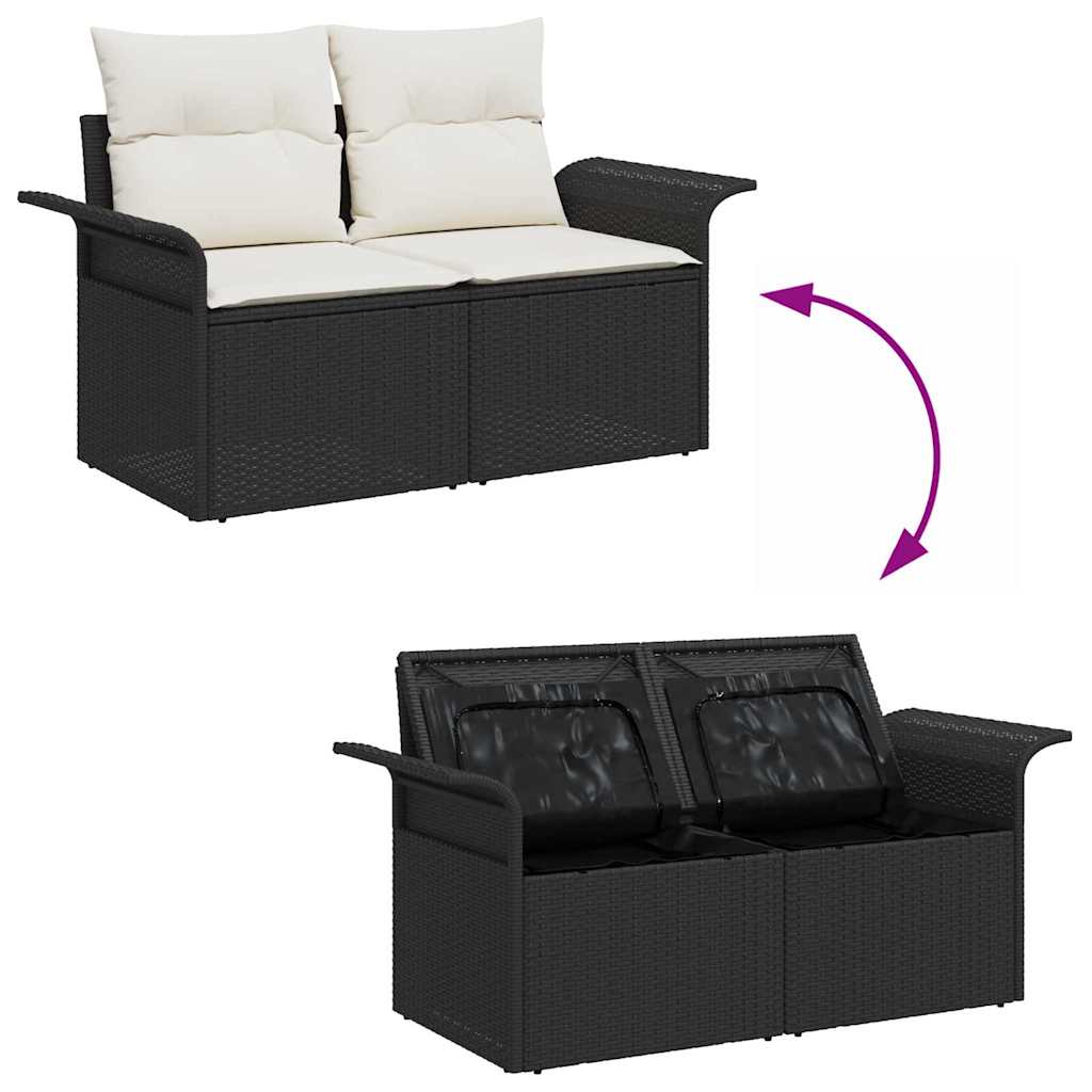 Gartensofa-set mit Speicher 10 pcs Schwarz Poly-Rattan