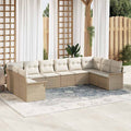 Gartensofa-set mit Speicher 10 pcs Beige Poly-Rattan