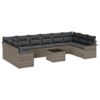Gartensofa-set mit Speicher 11 pcs Schwarz Poly-Rattan