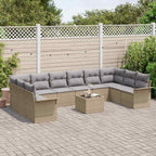 Gartensofa-set mit Speicher 11 pcs Schwarz Poly-Rattan