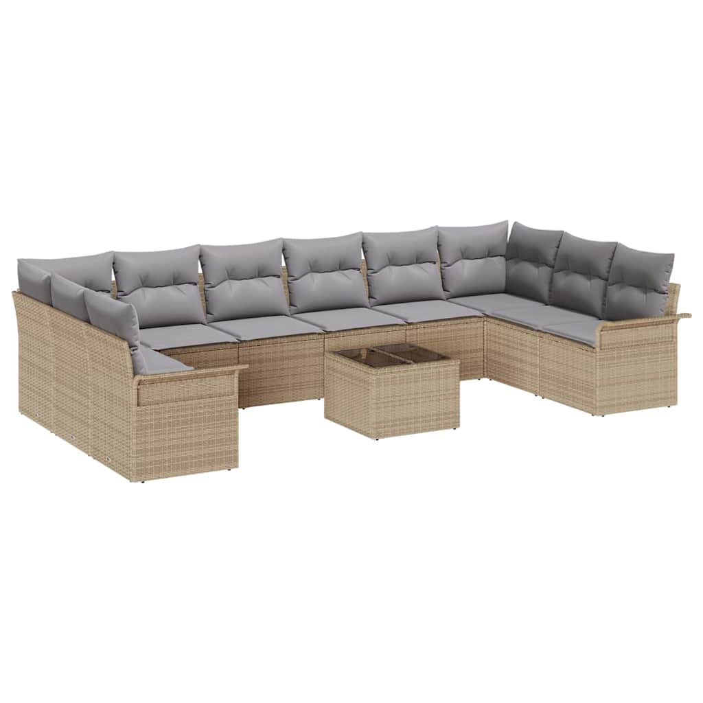 Gartensofa-set mit Speicher 11 pcs Schwarz Poly-Rattan