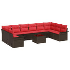 Gartensofa-set mit Speicher 11 pcs Braun Poly-Rattan