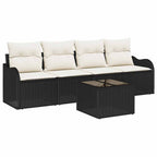 Gartensofa-set mit Speicher 5 pcs Schwarz und Creme Poly-Rattan