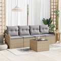 Garten-Sofa-Set mit Kissen mit Speicher 5 pcs Beige und Grau