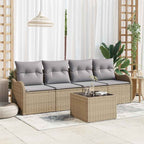 Garten-Sofa-Set mit Kissen mit Speicher 5 pcs Beige und Grau
