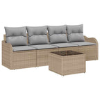 Garten-Sofa-Set mit Kissen mit Speicher 5 pcs Beige und Grau