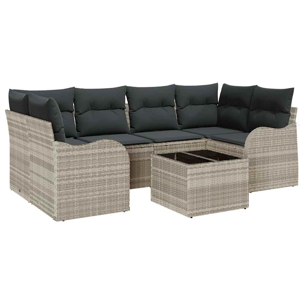 Garten-Sofa-Set mit Kissen 7 pcs Hellgrau und Dunkelgrau