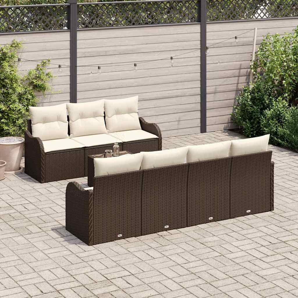 Gartensofa-set mit Kissen mit Speicher 8 pcs Braun und Creme