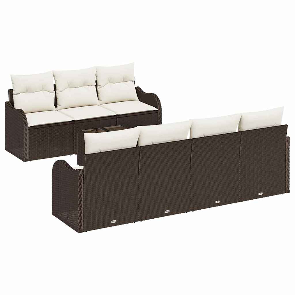 Gartensofa-set mit Kissen mit Speicher 8 pcs Braun und Creme