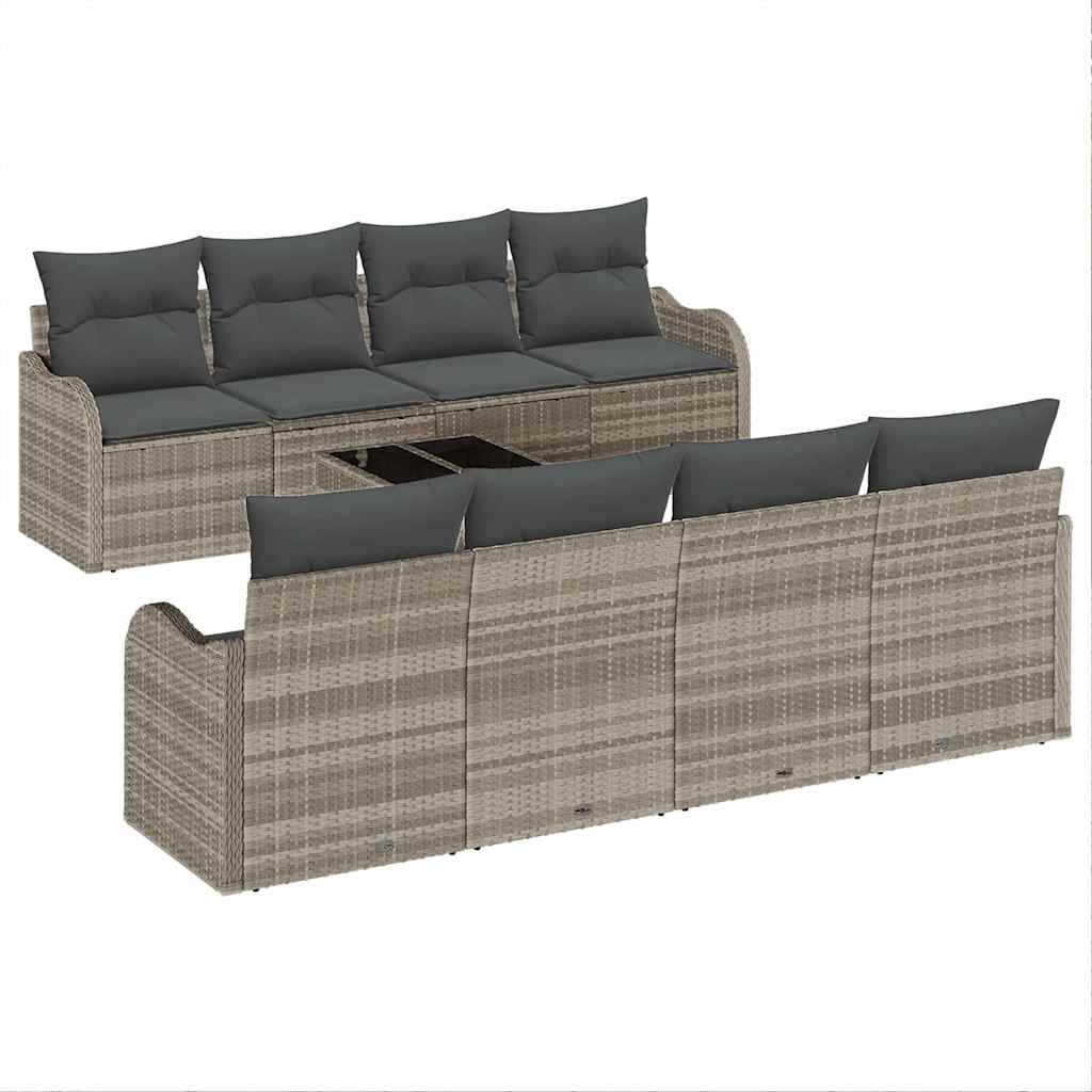 Gartensofa-set mit Kissen 9 pcs Hellgrau und Dunkelgrau