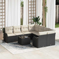 Gartensofa-set mit Kissen mit Speicher 9 pcs Schwarz und Creme
