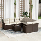 Gartensofa-set mit Kissen mit Speicher 9 pcs Braun und Creme