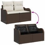 Gartensofa-set mit Speicher 4 pcs Braun Poly-Rattan