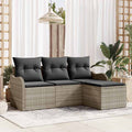 Gartensofa-set mit Speicher 4 pcs Hellgrau Poly-Rattan
