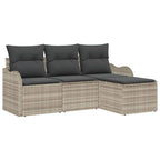 Gartensofa-set mit Speicher 4 pcs Hellgrau Poly-Rattan