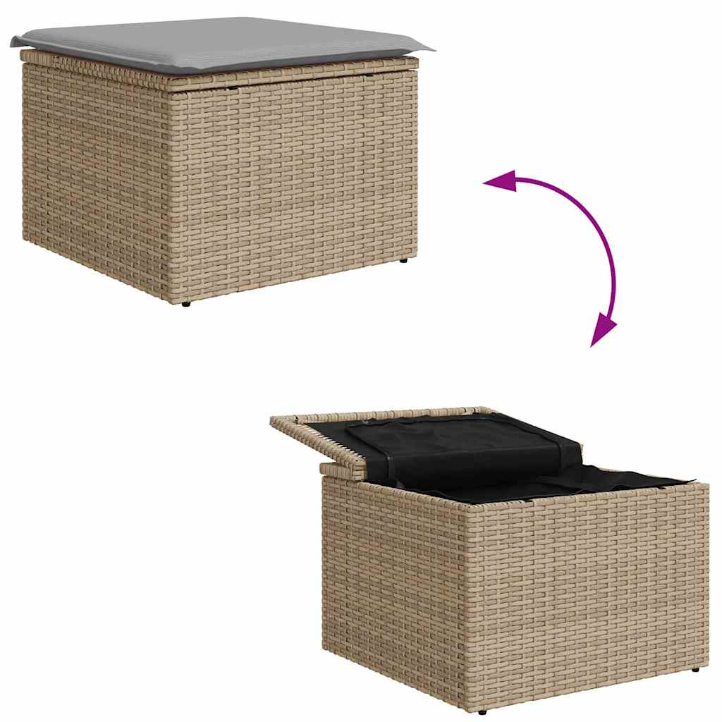 Garten-Sofa-Set mit Kissen mit Speicher 5 pcs Beige Poly Rattan