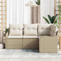 Gartensofa-set mit Speicher 4 pcs Beige Poly-Rattan