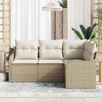 Gartensofa-set mit Speicher 4 pcs Beige Poly-Rattan