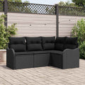 Gartensofa-set mit Speicher 4 pcs Schwarz Poly-Rattan