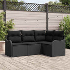 Gartensofa-set mit Speicher 4 pcs Schwarz Poly-Rattan