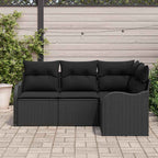 Gartensofa-set mit Speicher 4 pcs Schwarz Poly-Rattan