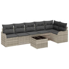 Garten-Sofa-Set mit Kissen mit Speicher 7 pcs Grau Poly Rattan