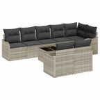 Garten-Sofa-Set mit Kissen 9 pcs Hellgrau Poly Rattan