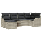 Garten-Sofa-Set mit Kissen 6 pcs Hellgrau Poly Rattan