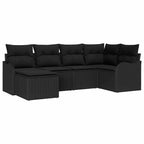 Garten-Sofa-Set mit Kissen 6 pcs Schwarz Poly Rattan