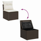 Garten-Sofa-Set mit Kissen 6 pcs Braun und Weiß Poly Rattan