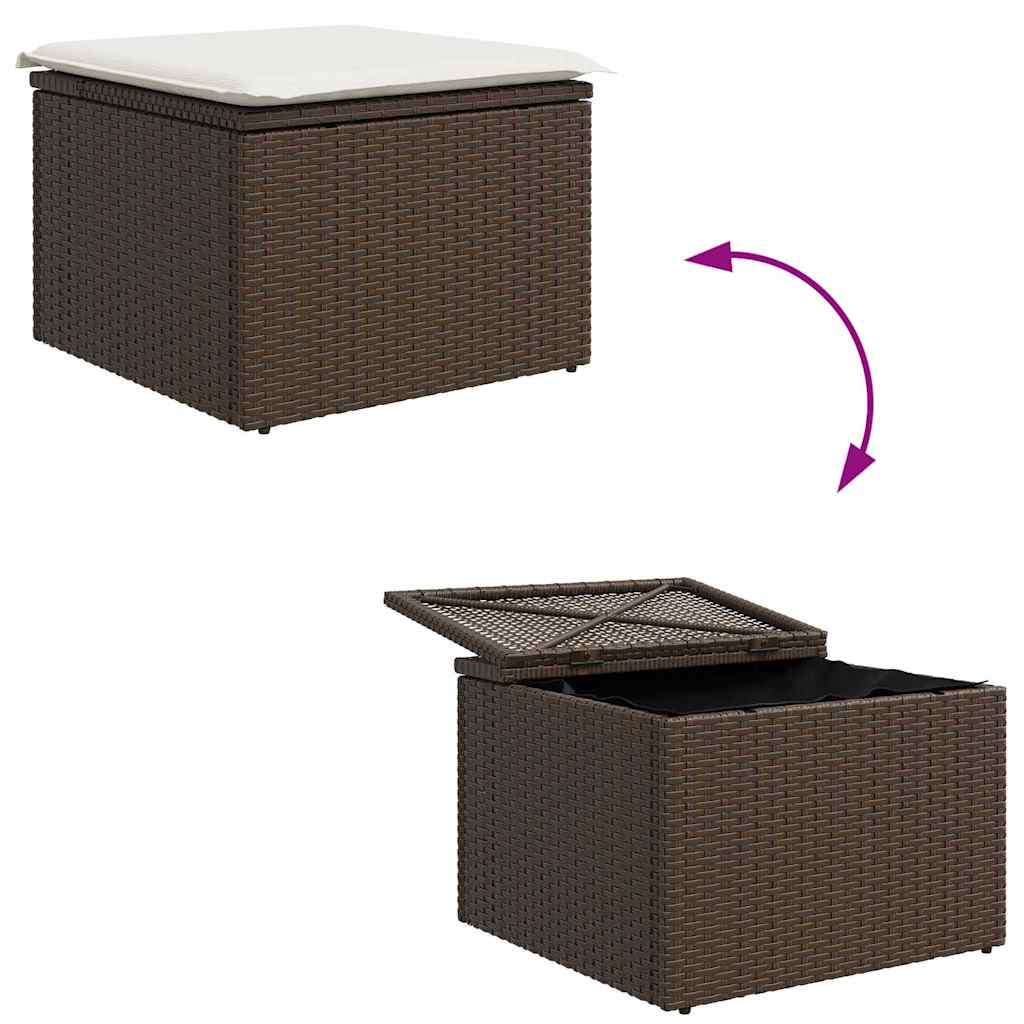 Garten-Sofa-Set mit Kissen 6 pcs Braun und Weiß Poly Rattan