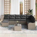 Gartensofa-set mit Speicher 9 pcs Grau Poly-Rattan