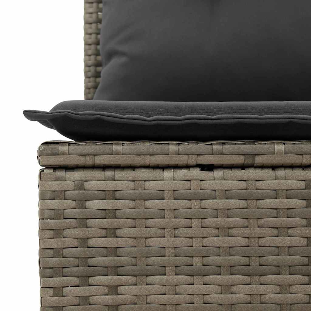 Garten-Sofa-Set mit Speicher 6 pcs Grau Poly Rattan