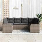 Garten-Sofa-Set mit Speicher 6 pcs Grau Poly Rattan