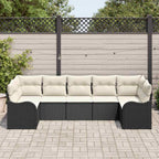 Garten-Sofa-Set mit Speicher 7 pcs Schwarz und Weiß Poly Rattan