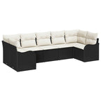 Garten-Sofa-Set mit Speicher 7 pcs Schwarz und Weiß Poly Rattan