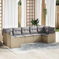 Garten-Sofa-Set 7 pcs Beige und Hellgrau Poly Rattan