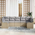 Garten-Sofa-Set 7 pcs Beige und Hellgrau Poly Rattan