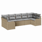 Garten-Sofa-Set 7 pcs Beige und Hellgrau Poly Rattan