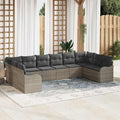 Gartensofa-set mit Speicher 10 pcs Hellgrau Poly-Rattan