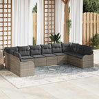 Gartensofa-set mit Speicher 10 pcs Hellgrau Poly-Rattan