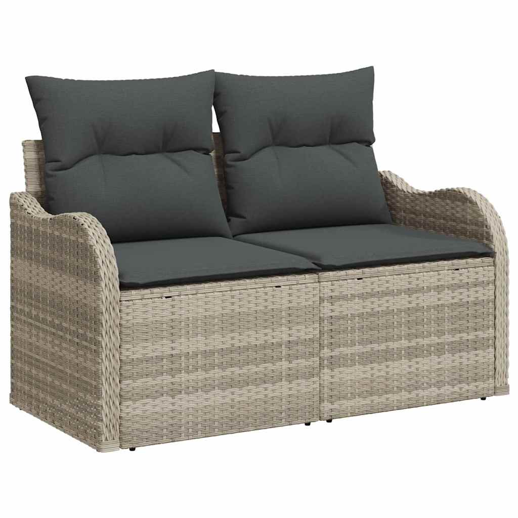 Gartensofa-set mit Speicher 11 pcs Hellgrau Poly-Rattan
