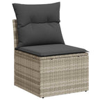 Gartensofa-set mit Speicher 11 pcs Hellgrau Poly-Rattan