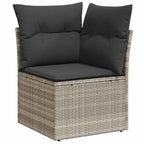 Gartensofa-set mit Speicher 11 pcs Hellgrau Poly-Rattan