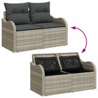 Gartensofa-set mit Speicher 11 pcs Hellgrau Poly-Rattan