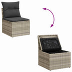 Gartensofa-set mit Speicher 11 pcs Hellgrau Poly-Rattan