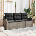Garten-Sofa-Set mit Speicher 3 pcs Grau Poly Rattan